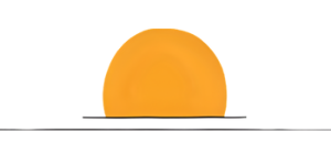 Orange sphere partially submerged in water on a white background.