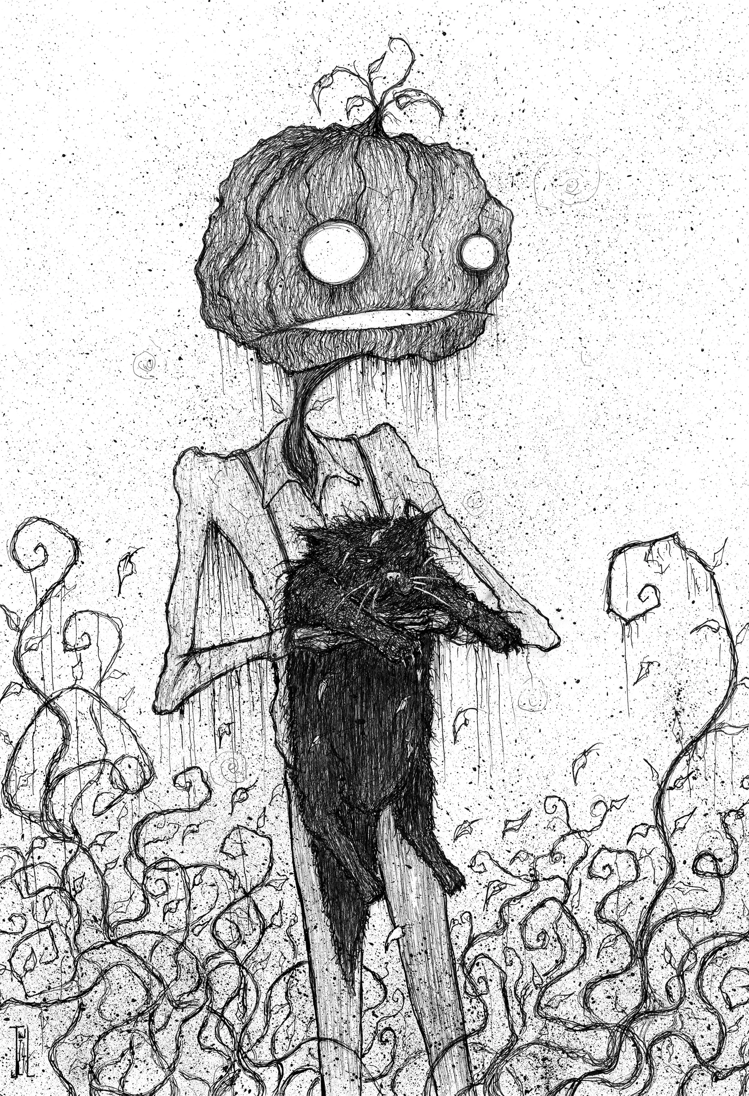 Pumpkin with Cat 13"x19"