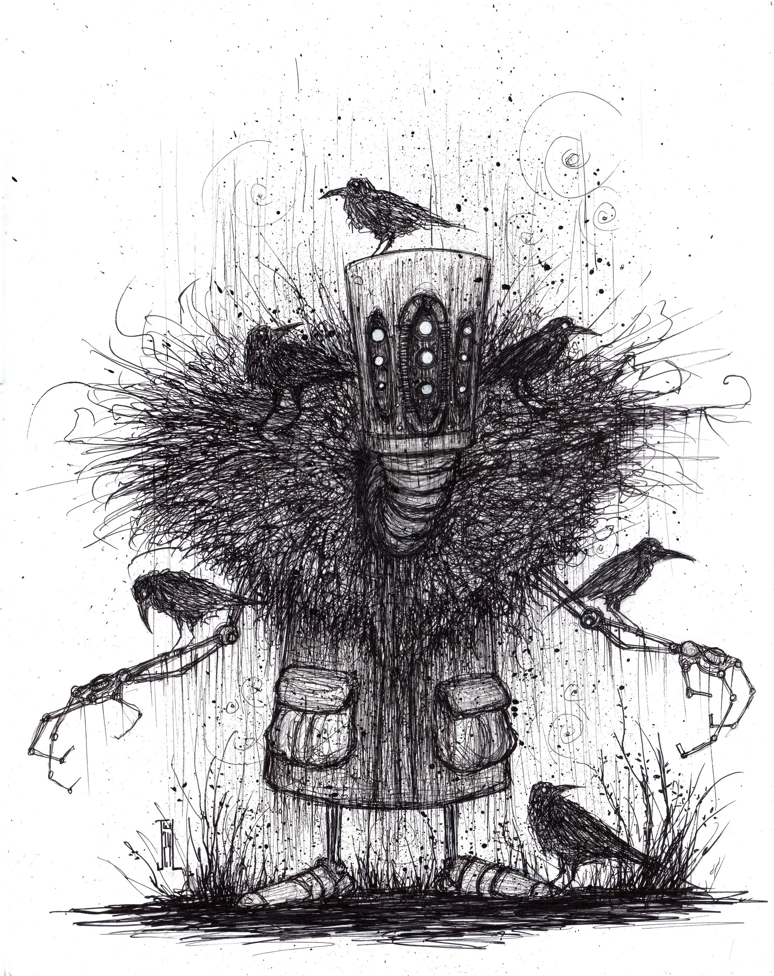 Crow Bot 11"x14"