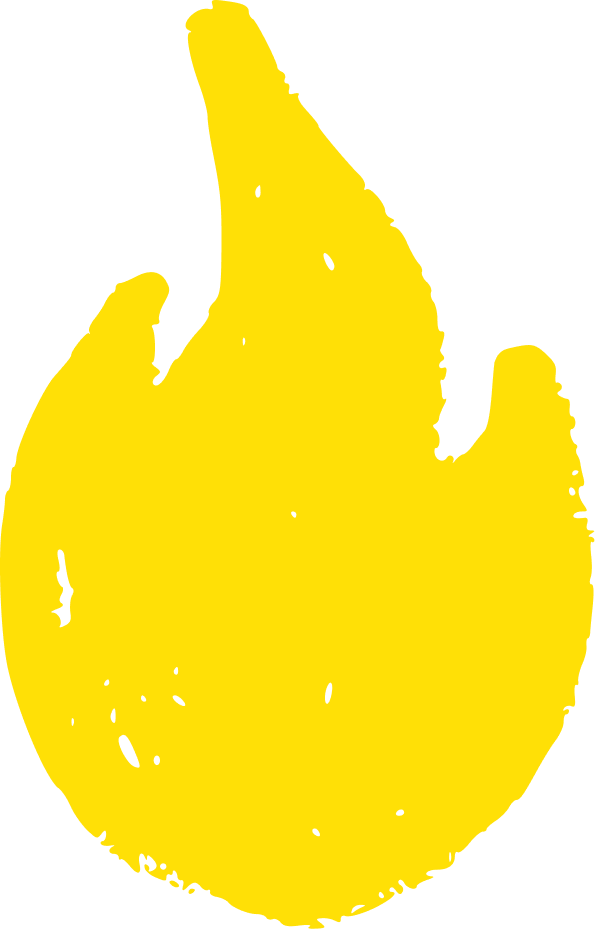 Silhouette de flamme en jaune sur fond noir