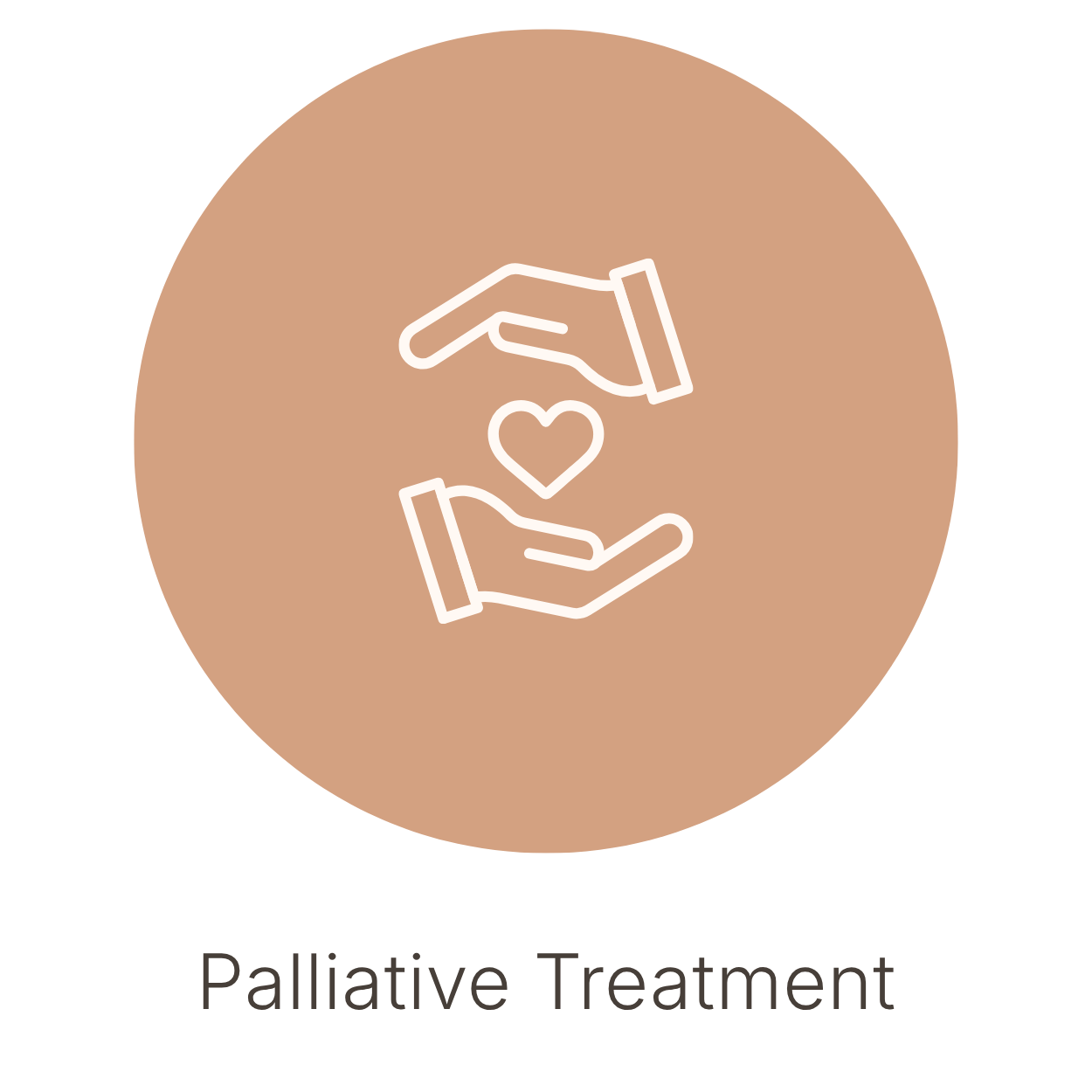 Icon of two hands around a heart, representing palliative care or support, with the text "Palliative Treatment" below.