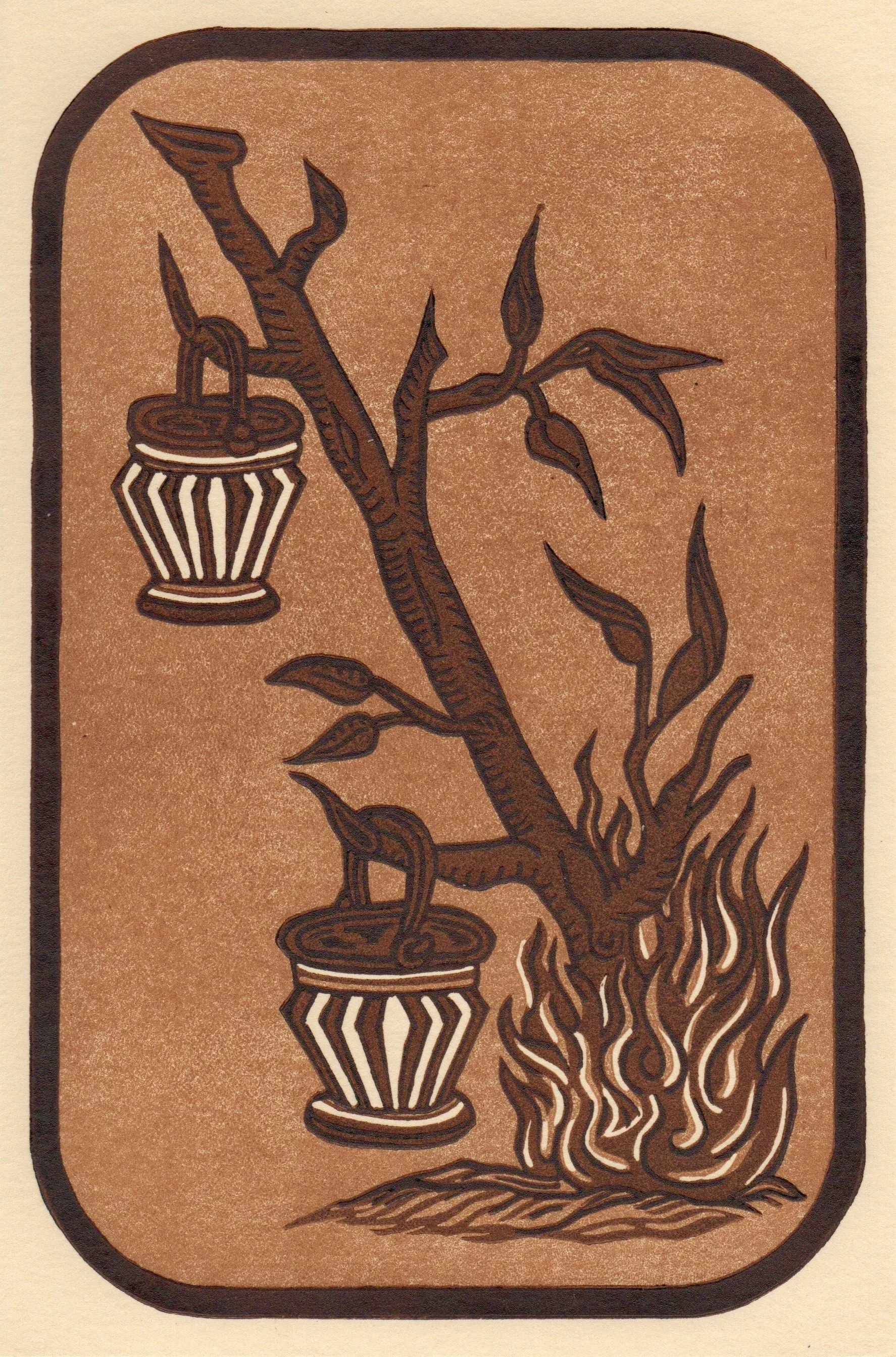 "Agree Not Together"  Woodblock Print