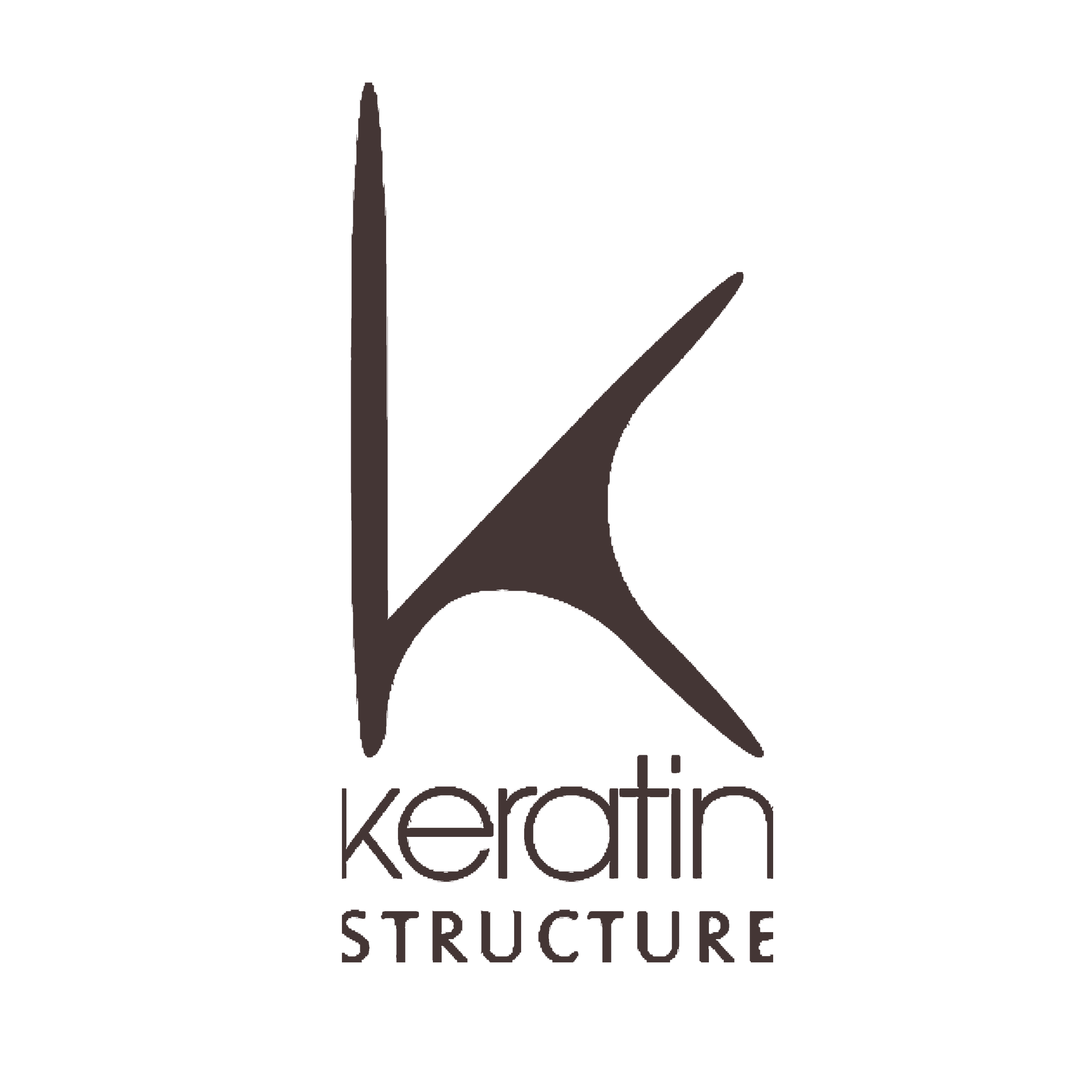 Logo with stylized letter 'K', the words 'keratin structure' underneath.