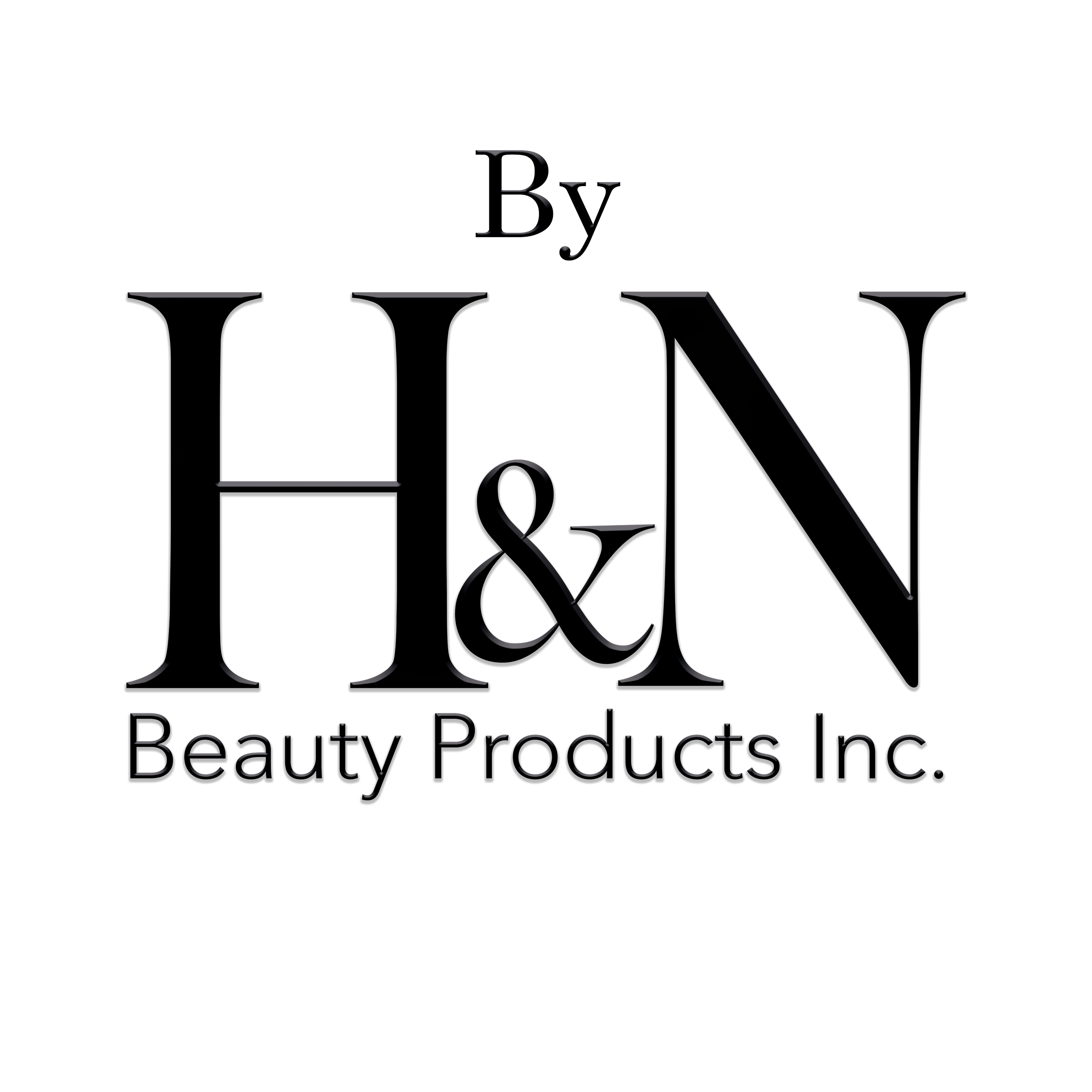Logo for By H&N Beauty Products Inc. with stylized black and red text and design elements.