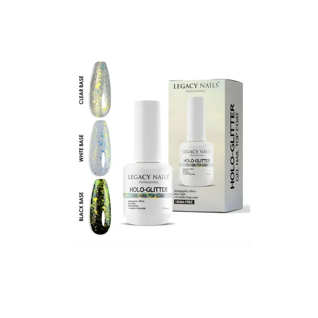 LEGACY NAILS HOLO-GLITTER GEL NAIL TOP COAT 0.5oz