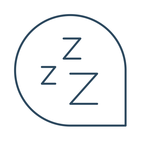 A graphic illustration of a coffee cup with steam, featuring three Z's inside to indicate sleeping or rest.
