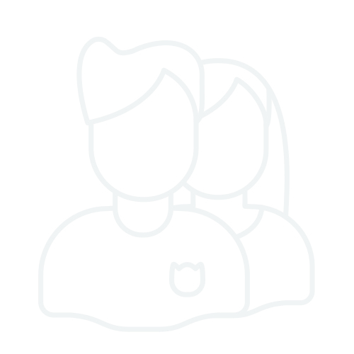 Outline of two people standing side by side, one in front of the other, on a black background.