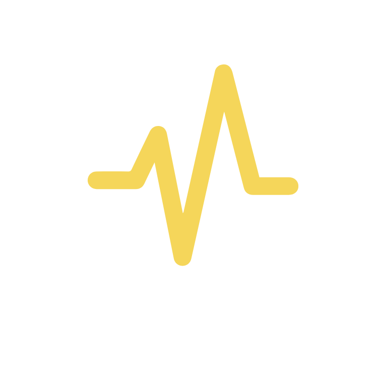 Illustration of an electrocardiogram (ECG) with a yellow heartbeat line on a black background.