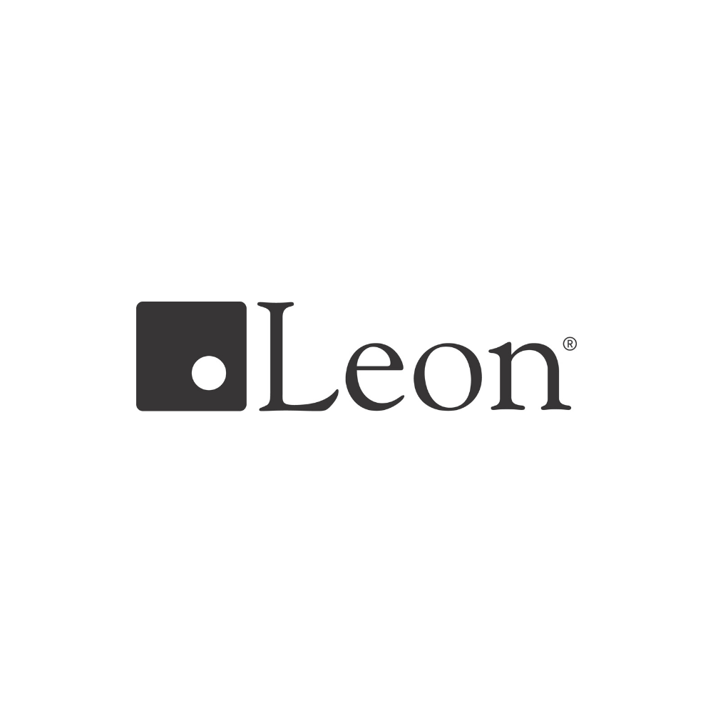 Black background with the word "Leoni" and a logo of a black square with a circle inside.