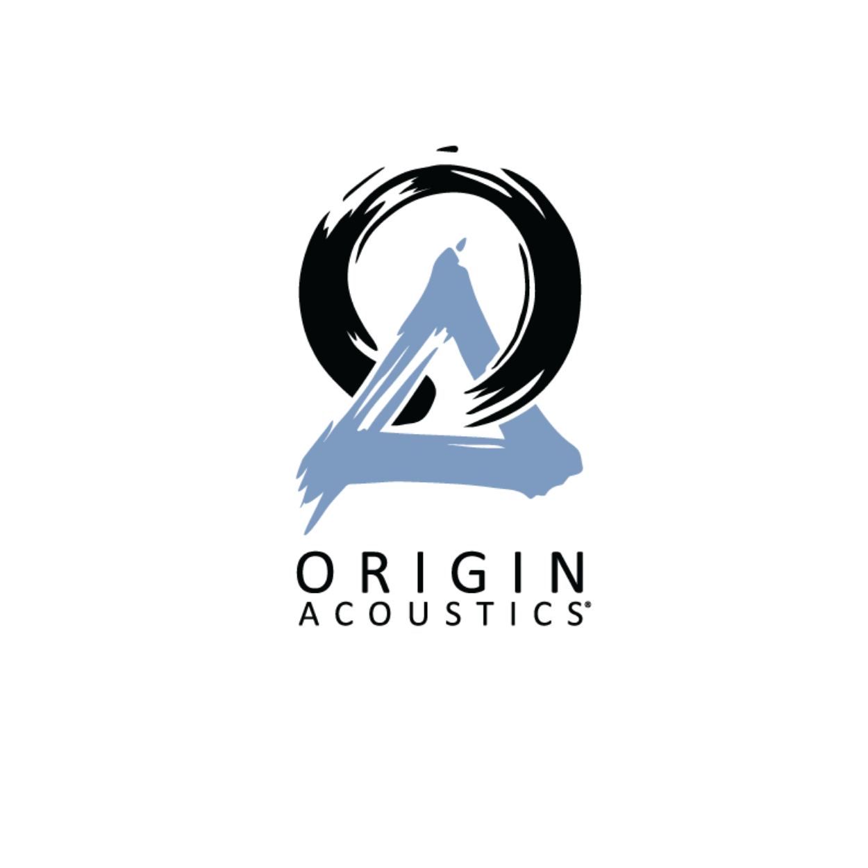 Logo of a technology company featuring a stylized blue and gray 'A' with a circular black element around the top of the letter and the text 'ORIGIN Accessories' beneath.