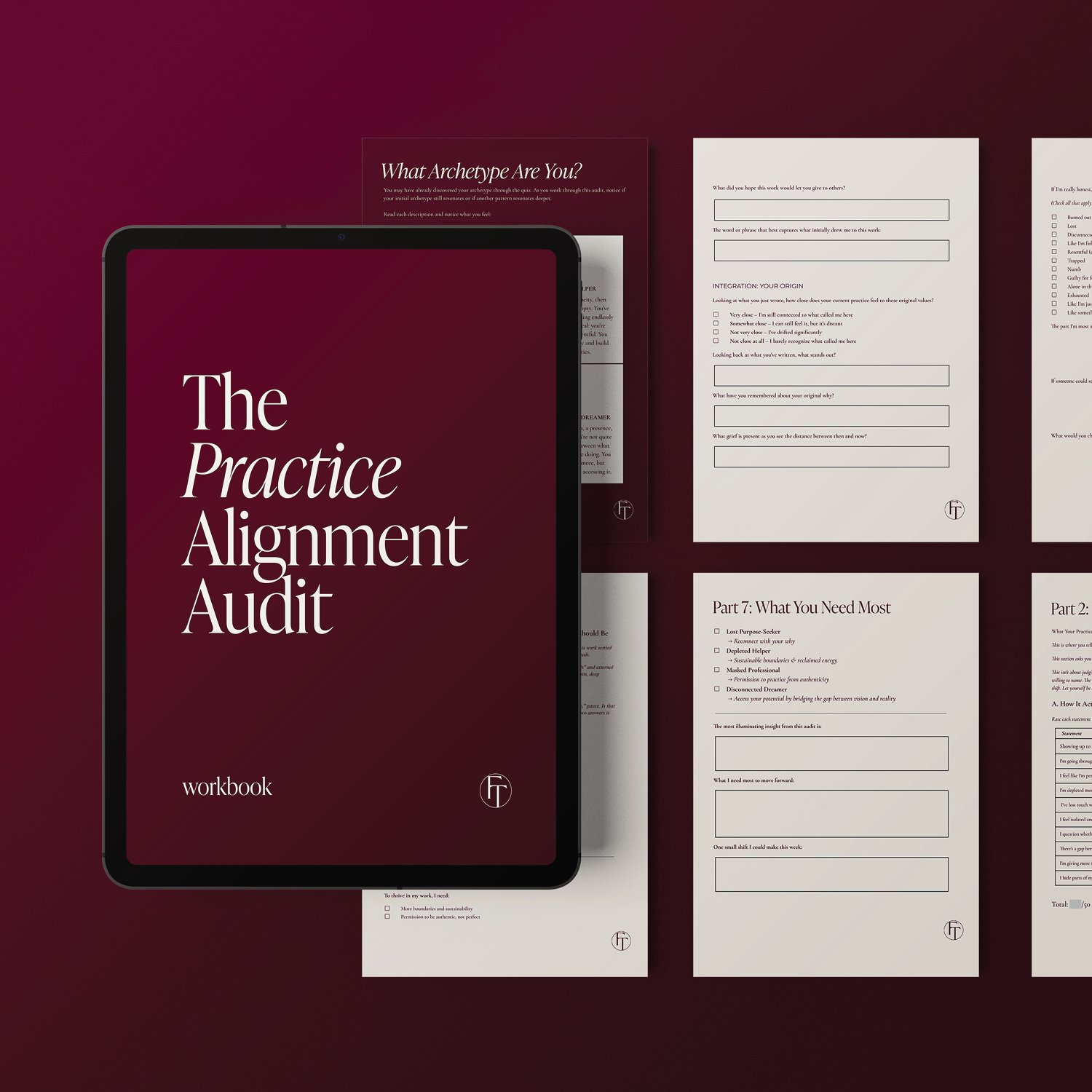 Workbook spreadsview, practice aligment audit pages on ipad