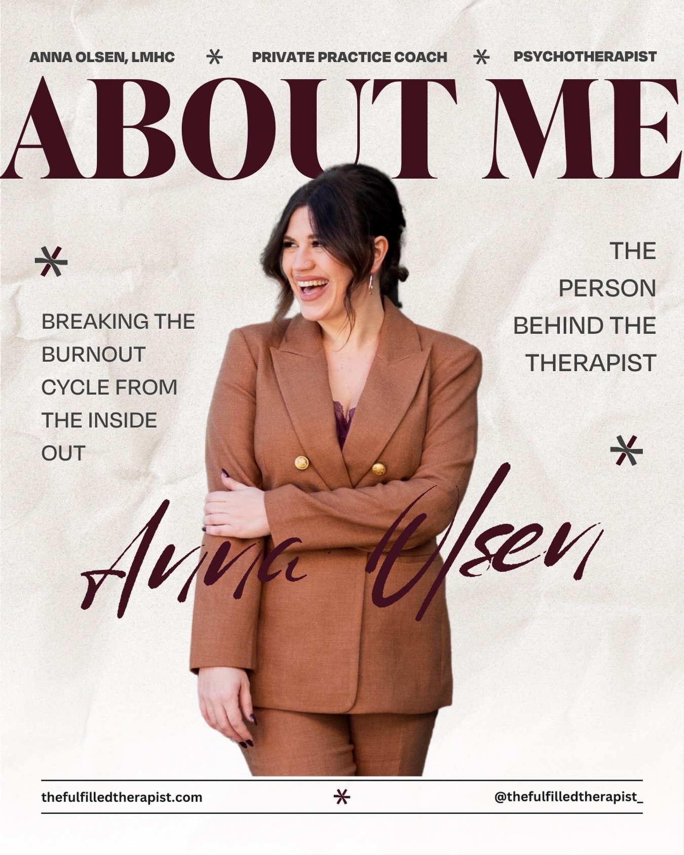 Hi! With 1k of you here (so surreal) I had to say hi and reintroduce myself 🫶🏻

I&rsquo;m Anna&mdash;therapist, private practice coach and the person behind The Fulfilled Therapist. After working in community mental health I was completely burned o