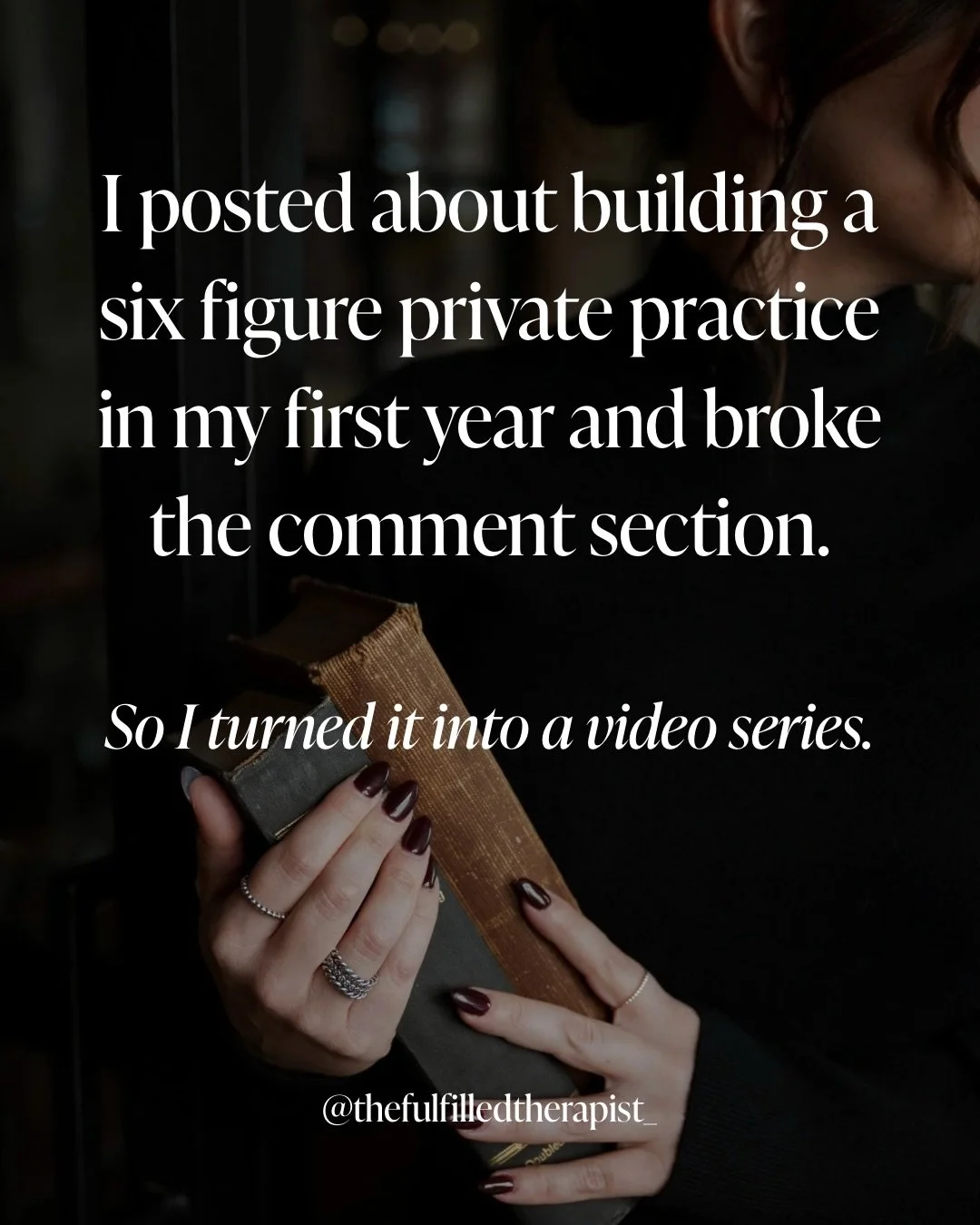 Comment PRACTICE

I posted about building a six figure private practice in my first year and broke the comment section on another app.

Over 300 therapists asked me the same thing. How did you actually do it. And how did you do it twice.

So I finall
