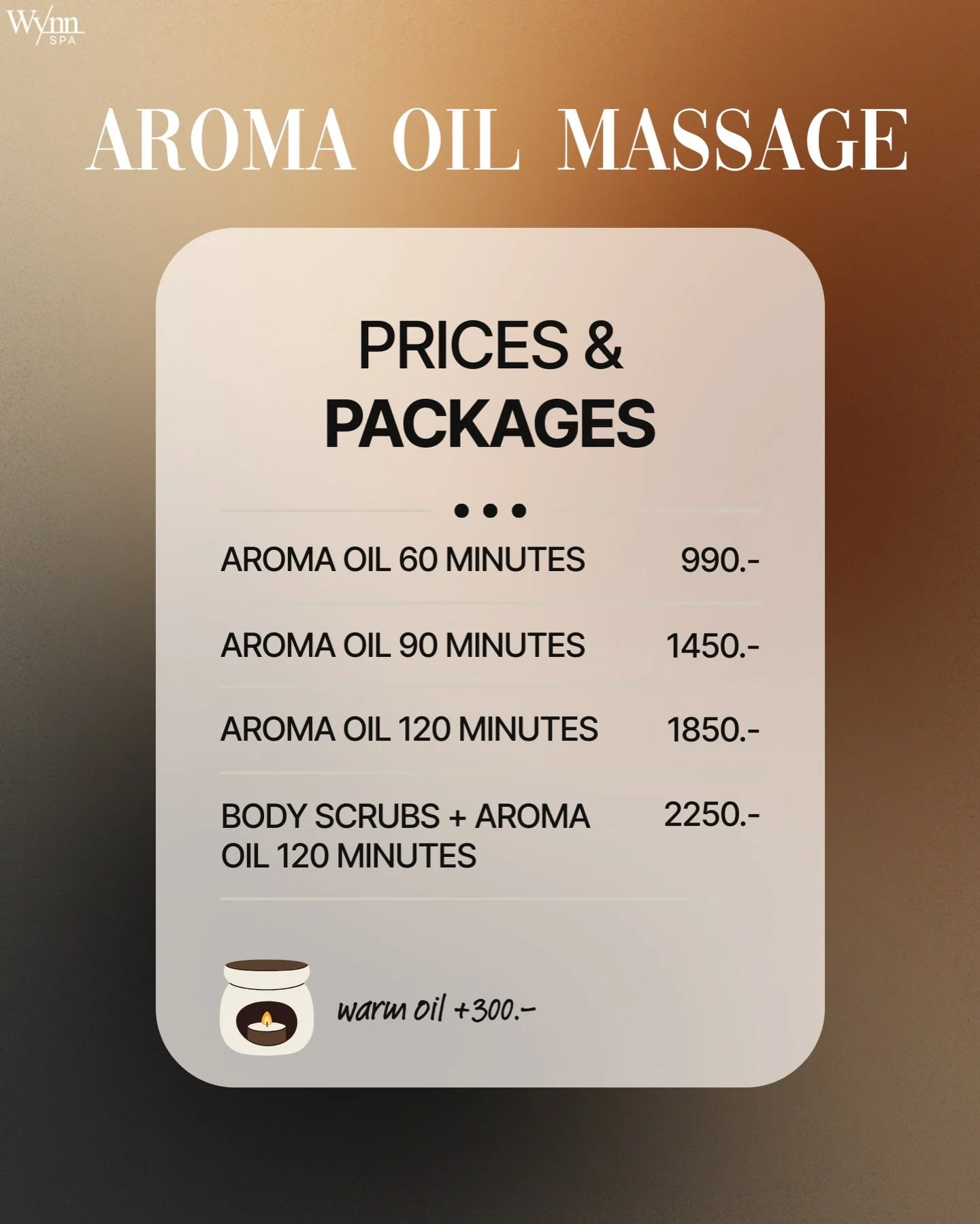 Pricing for Aroma Oil Massage Services