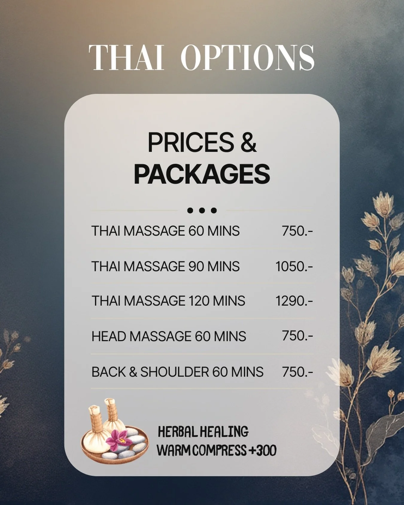 Promotional discount -10% for Thai massage 90 minutes or more. Book the session before it ends!