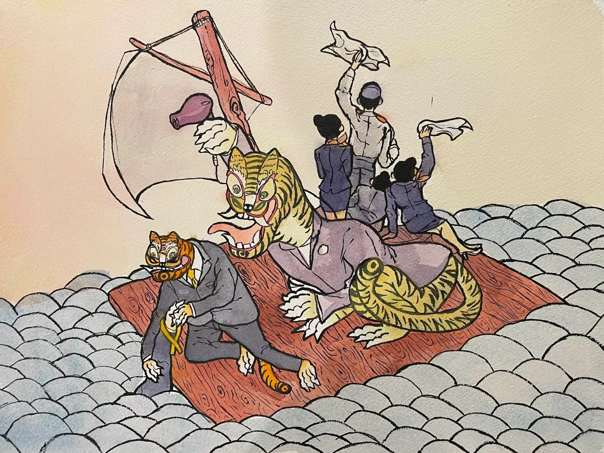 Watercolor and ink on paper. 2019