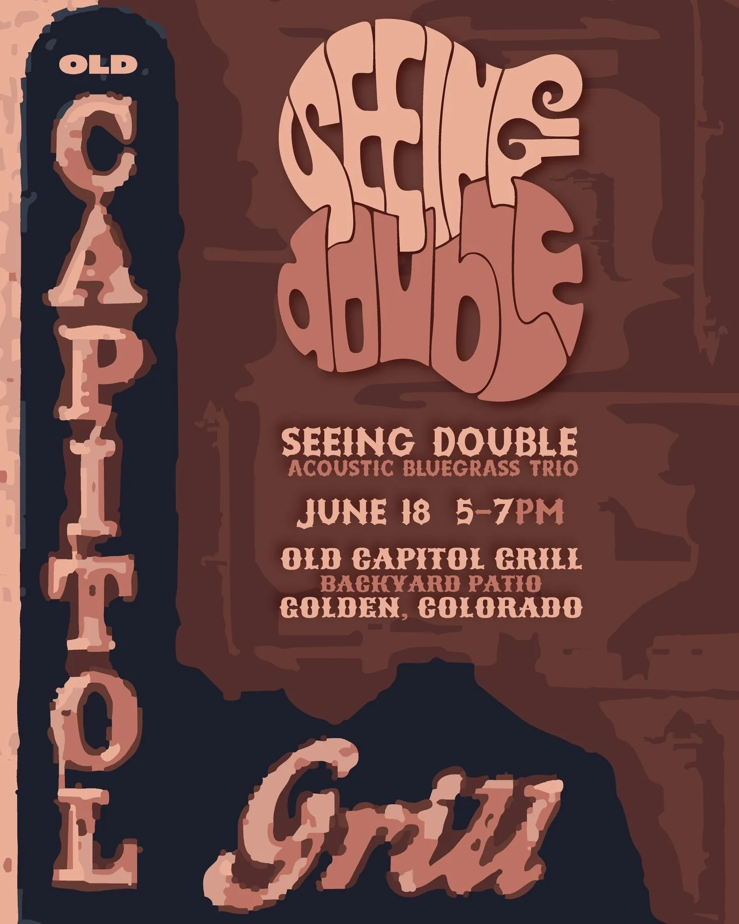 We&rsquo;re getting off the street corner and moving to the backyard patio at @goldenoldcapitol 

The Seeing Double trio will be picking &amp; singing tunes around the mic at @goldenoldcapitol on the backyard patio on Thursday, 6/18 from 5-7pm! 🎶 


