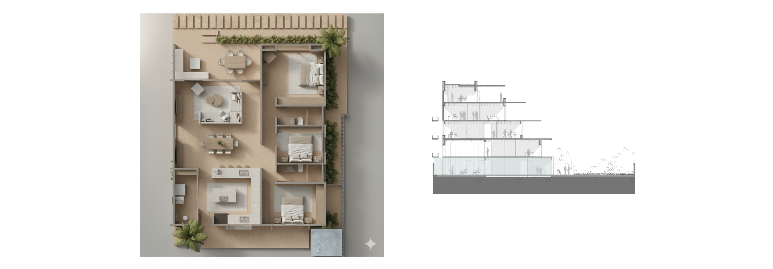  DEPARTAMENTO TIPO 1 
 Planta baja  |  Interiores | 130 m2  |  Terrazas | 58 m2  |  3 recámaras  |  3 Baños completos  Cocina integral  |  Área de lavado  |  Aire acondicionado
  2 Disponibles 