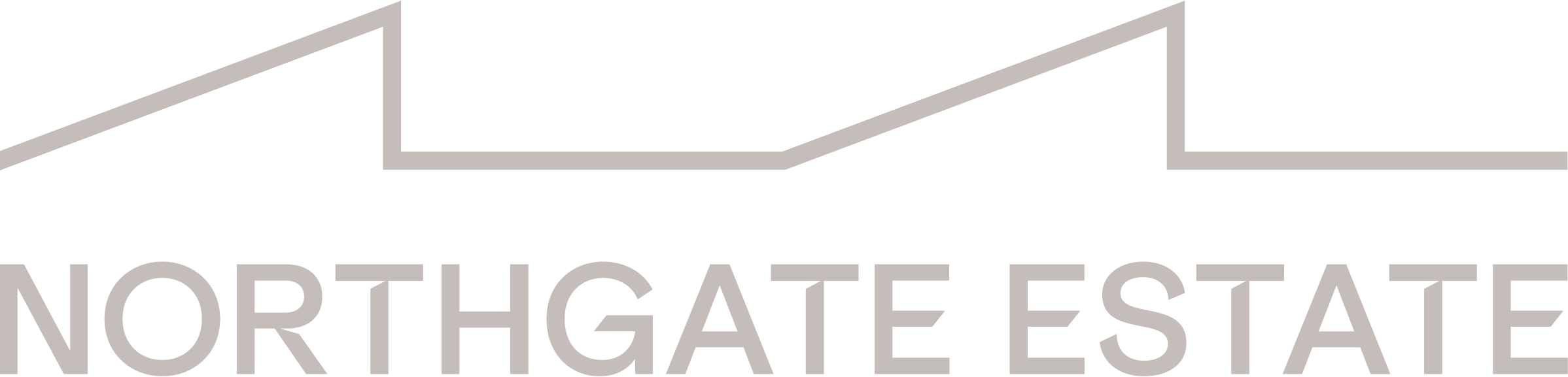 Northgate Estate logo with stylized rooftops above the text. Northgate Estate, New Plymouth,
