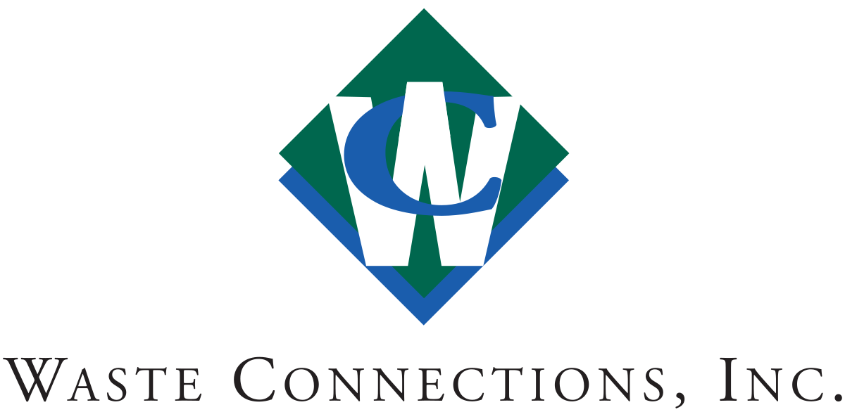 Logo of Waste Connections, Inc. featuring a stylized 'W' inside a diamond shape with green and blue colors.