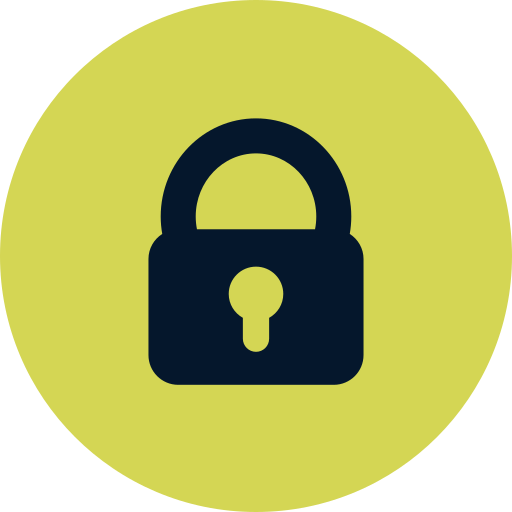 Lock icon on a yellow circular background