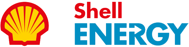 Shell Energy logo with yellow and red shell icon and red and blue text.