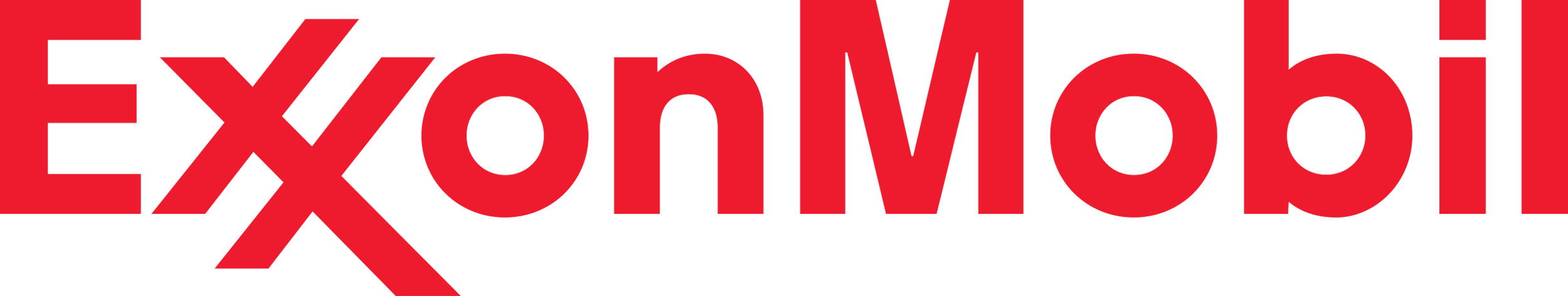 Red text spelling out "ExonMobil" on a black background.