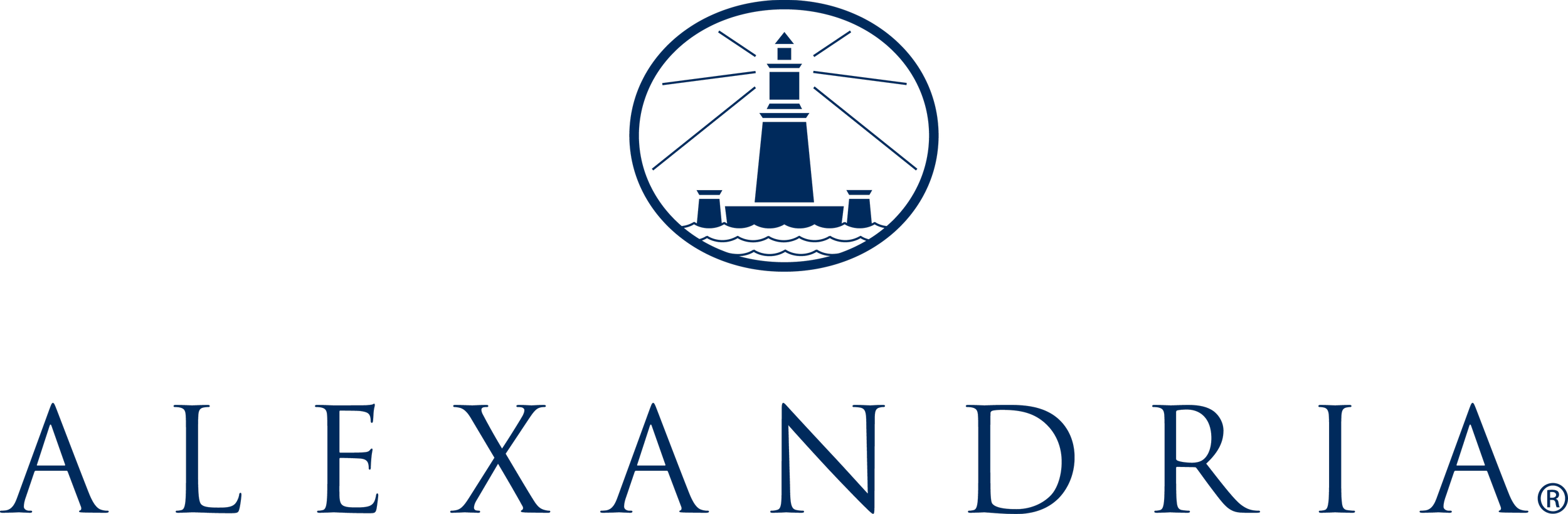 Logo for the Greater Alexandria Chamber of Commerce featuring a lighthouse within a circle and the word "ALEXANDRIA" below.