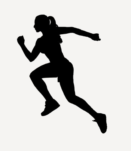 Silhouette of a woman running or sprinting.