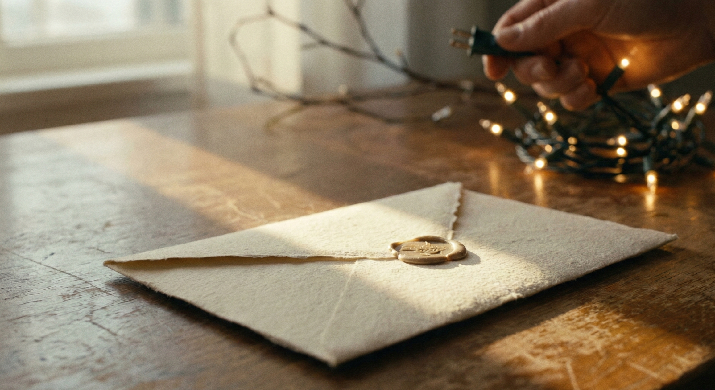 Sobre cerrado y carta escrita a mano sobre un escritorio, representando un ritual de compromiso profesional.