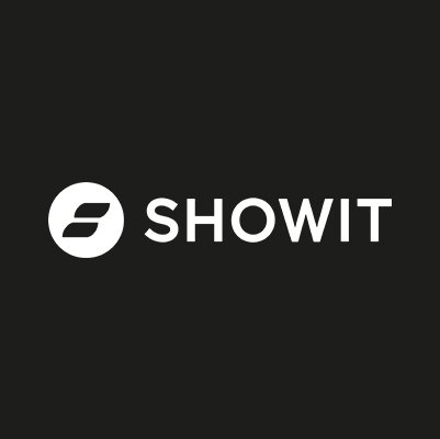 Showit logo with white text and icon on a black background