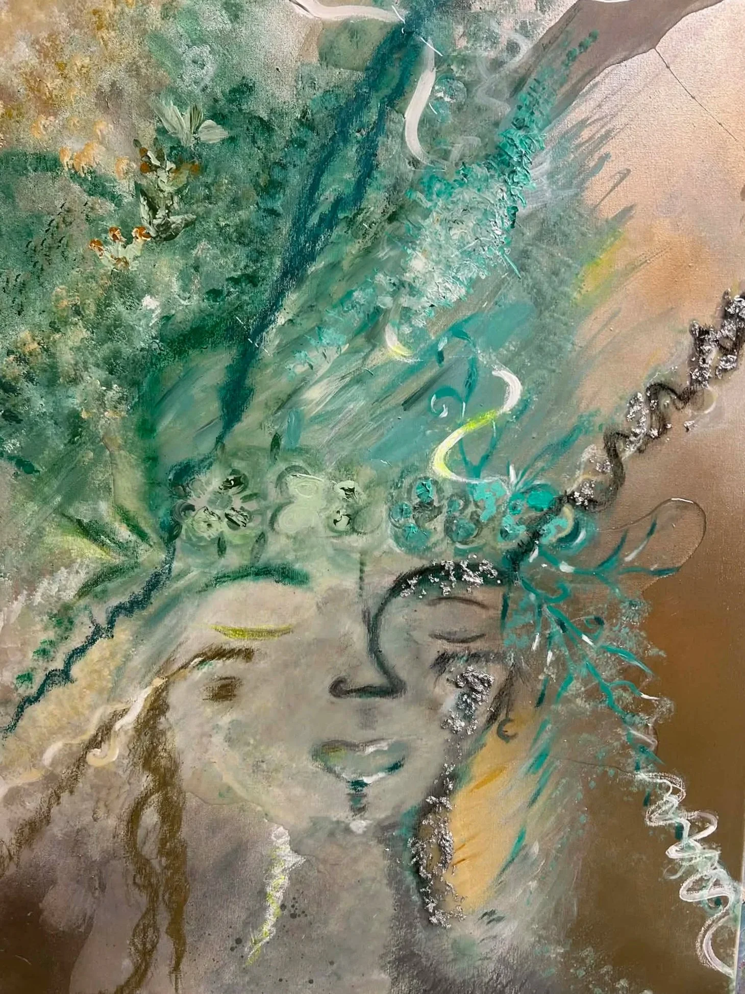 Forest Goddess. 20x12inch Mixed Media on Canva.