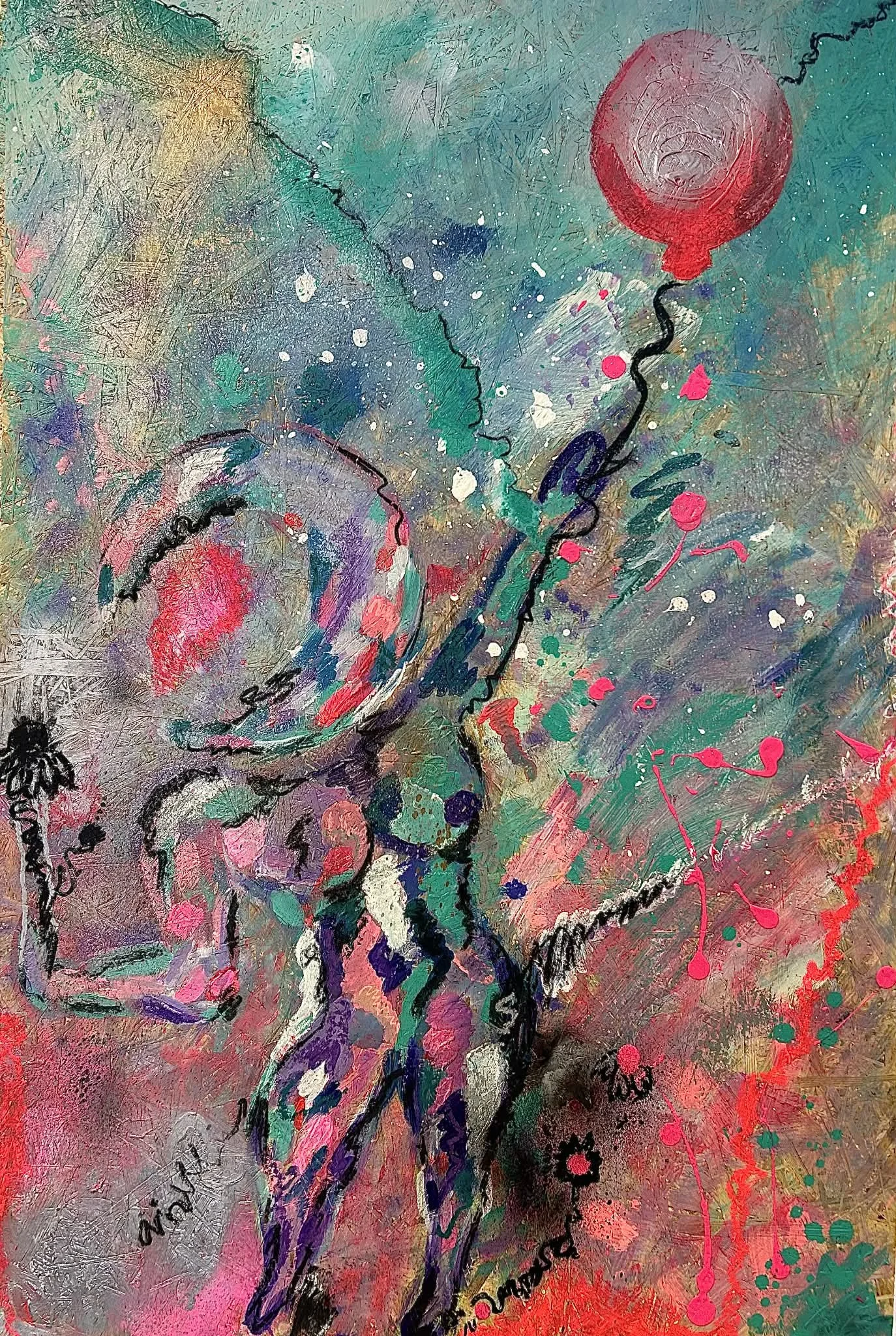 Flying Moon. 40x30inch Mixed Media on Osb.