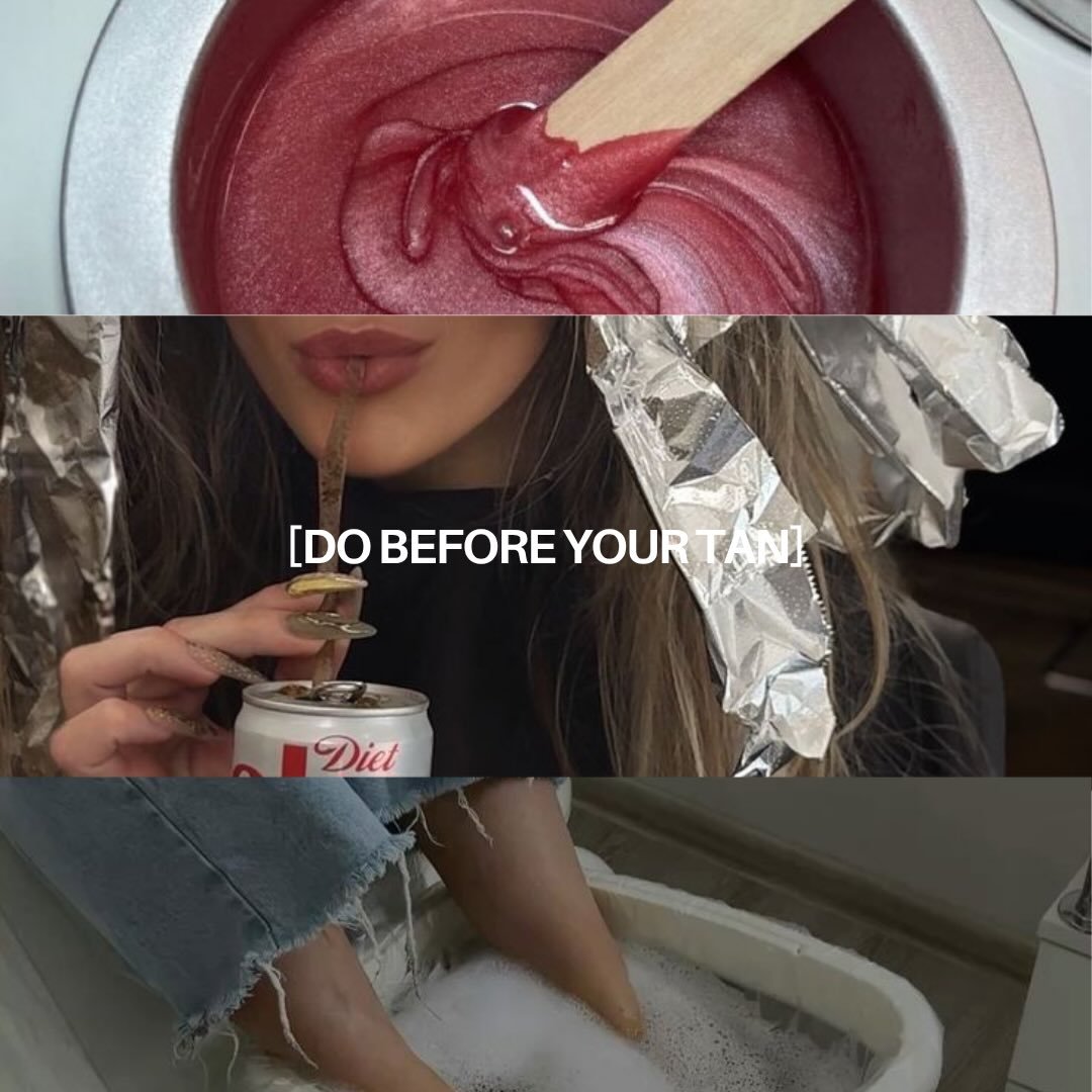 your tan starts before your appt.. here is your pre bronze check list 💫

&bull; hair appointments &rarr; book before your tan (color, cuts, blowouts)
&bull; nails &rarr; mani/pedi first so polish + acetone don&rsquo;t mess with your color
&bull; wax