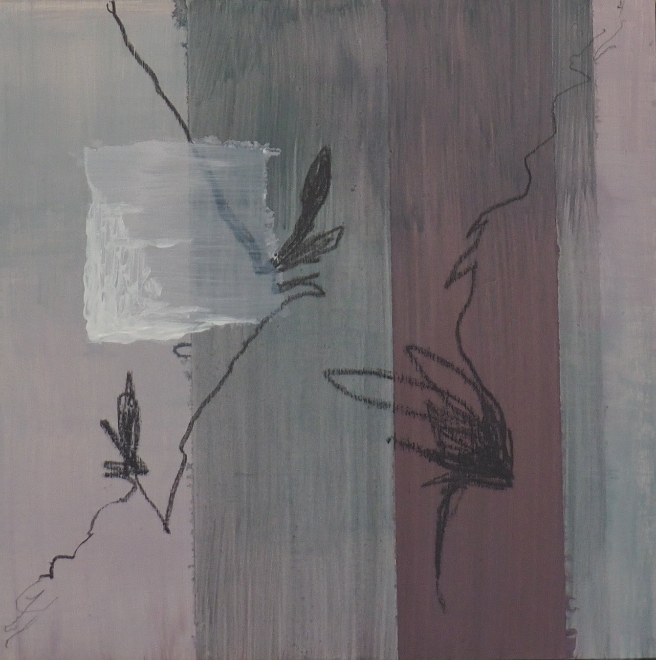 Not Unwelcome. Acrylic and graphite on board, 15x15cm, 2020.