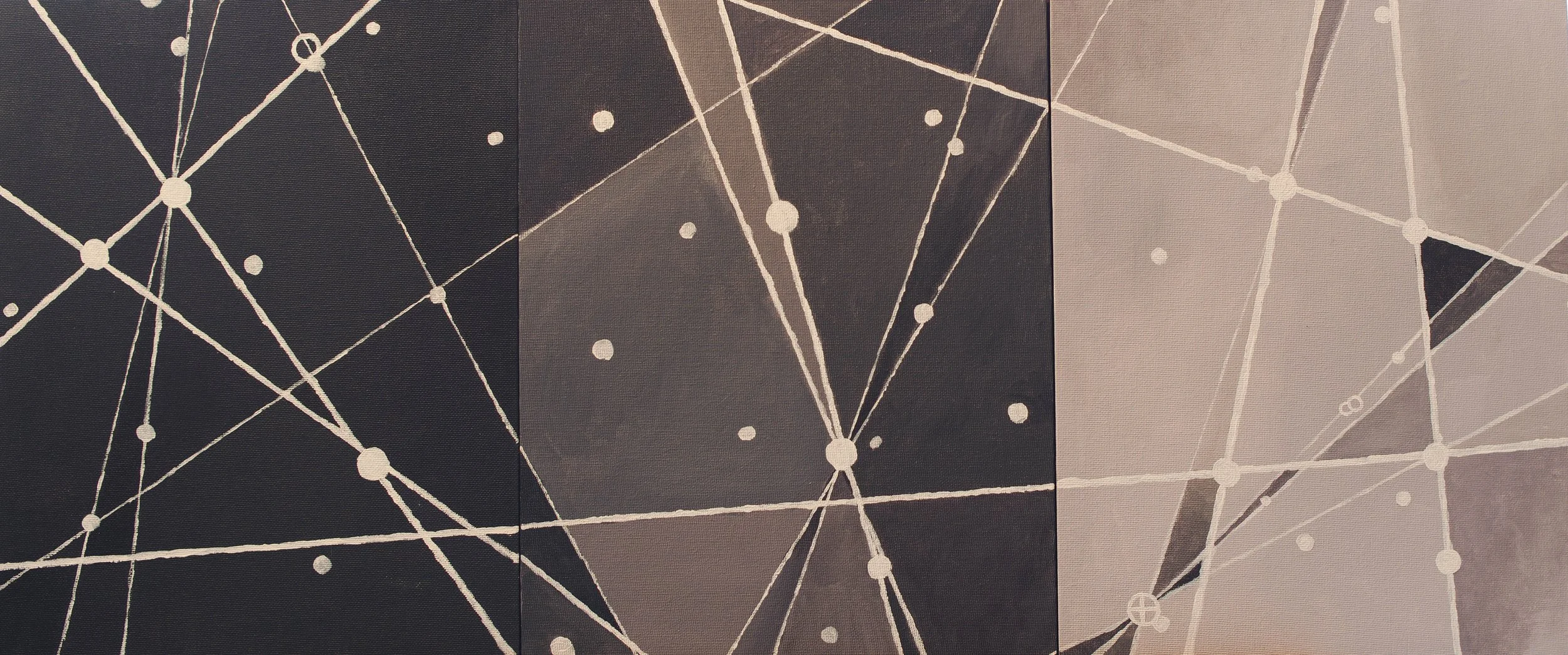 In Constellations. Acyrlic on board (tryptich), 84x36cm, 2017.