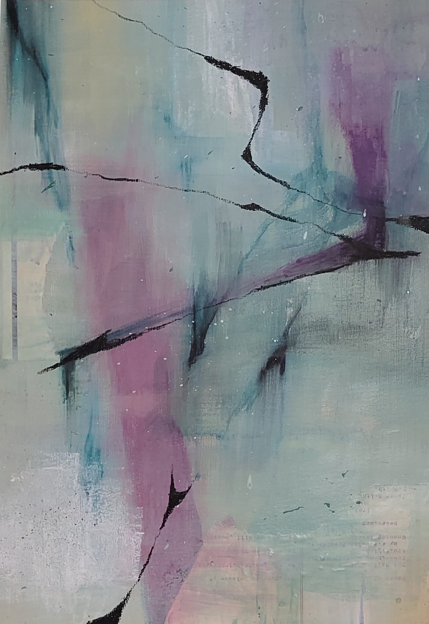 Through Endless Glass. Mixed media on paper, 34x48cm, 2024.