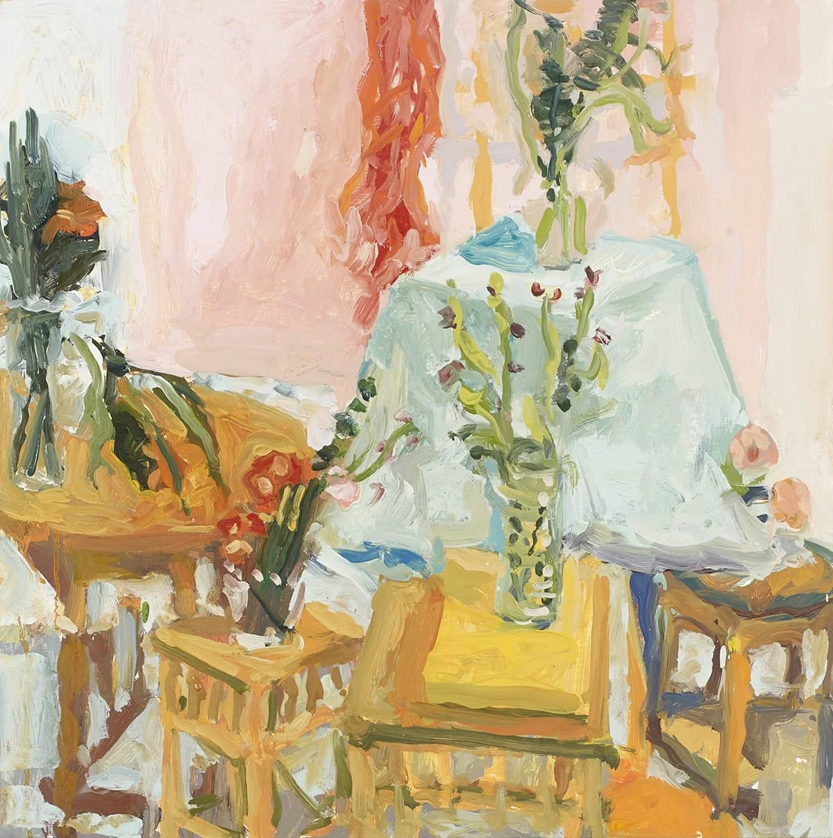   Arrangement: Weeping Scarf  | 2018 | oil on panel | 24 x 24”  