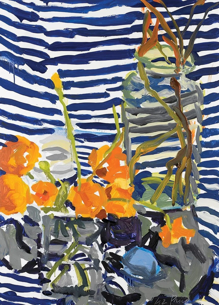   Blue Stripes with Oranges  | 2021 | oil on panel | 30 x 22” 