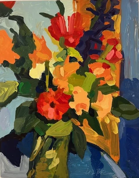  Flowers with Blue  | 2023 | oil on panel | 14 × 11” 
