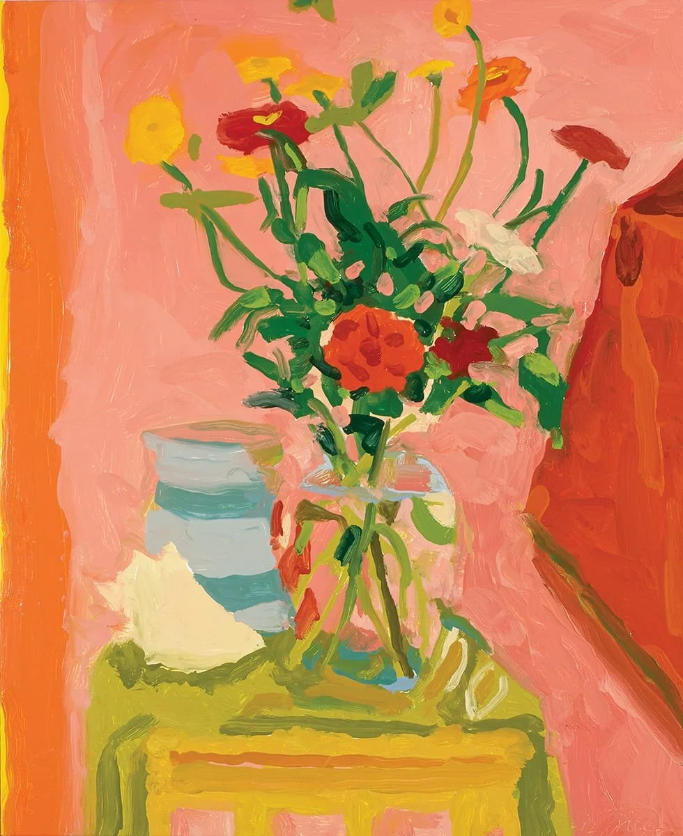   Zinnia, Striped Pot, Shell  | 2016 | oil on panel | 20 x 24” 