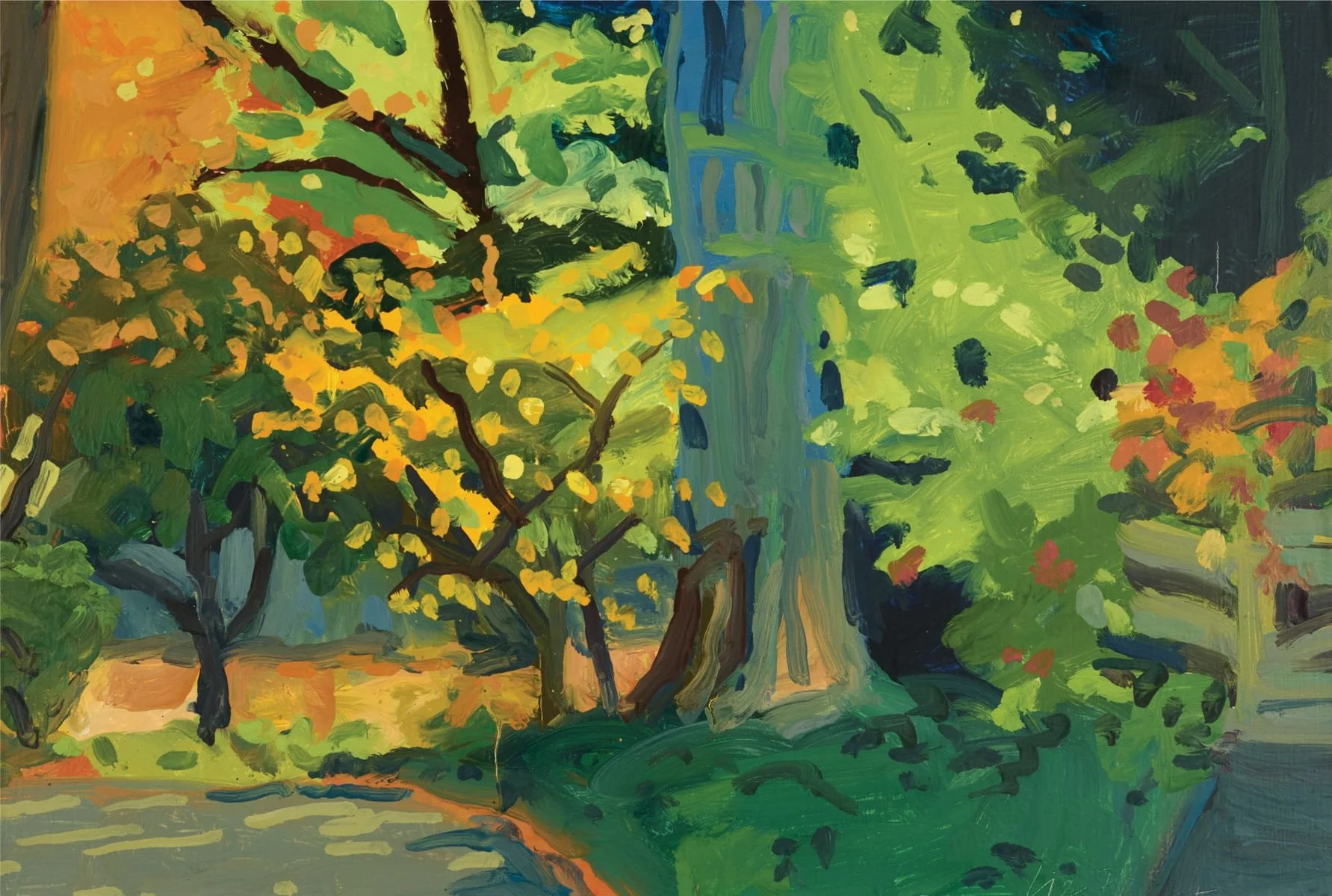   Sweetgum and Witch Hazel  | 2024 | oil on panel | 15 x 22” 
