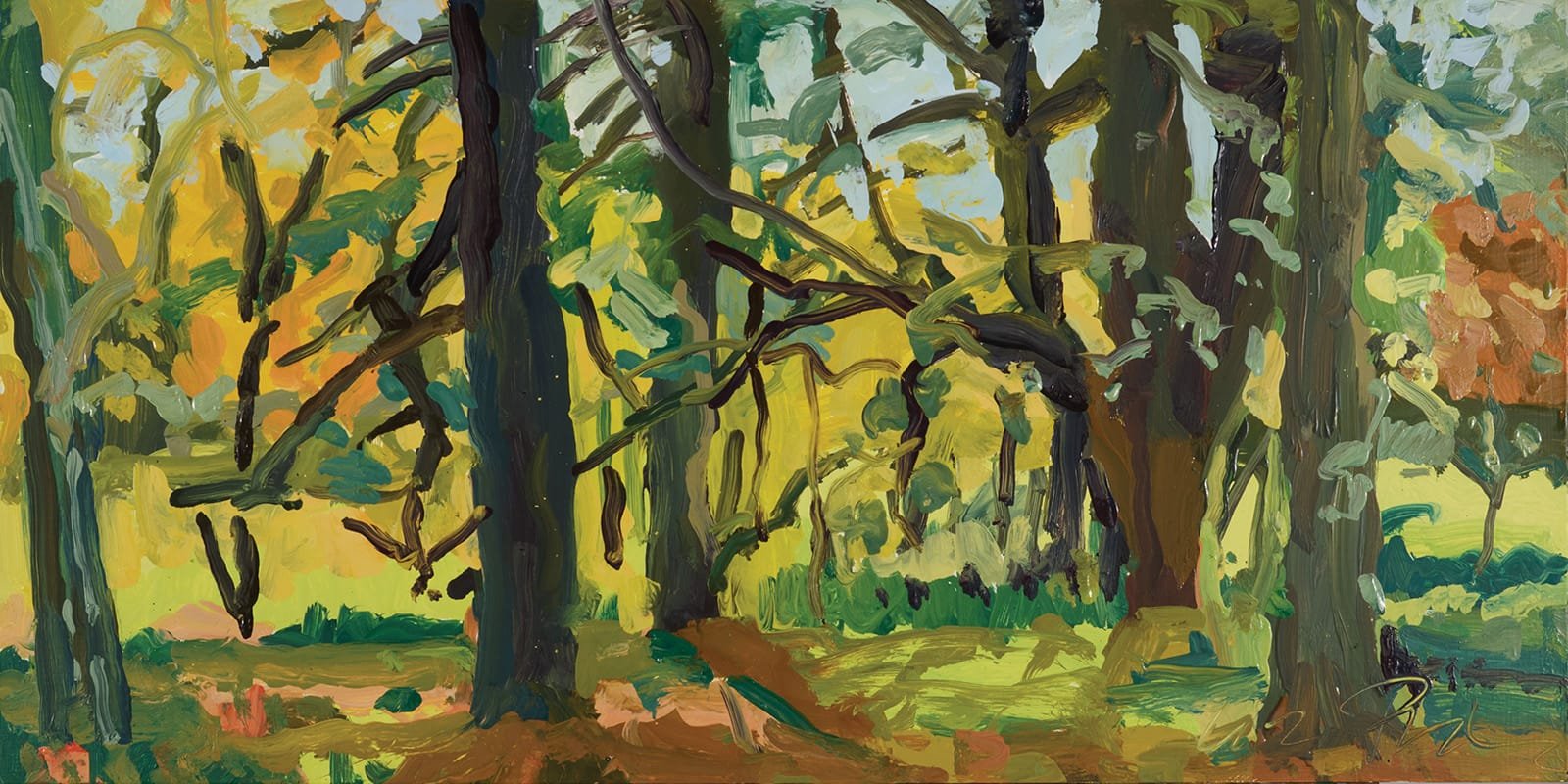   Tree Medley  | 2024 | Oil on panel | 15” x 30” 