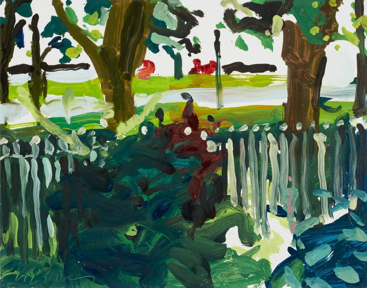   Woodford Mansion Street View with Fence  | 2025 | oil on panel | 11" x 14" 