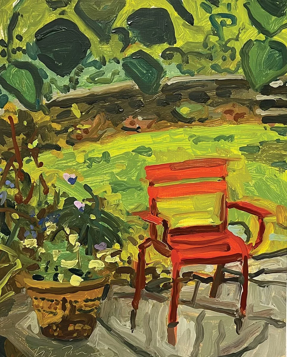   Funny Red Chair  | 2024 | oil on panel | 20 x 16” 