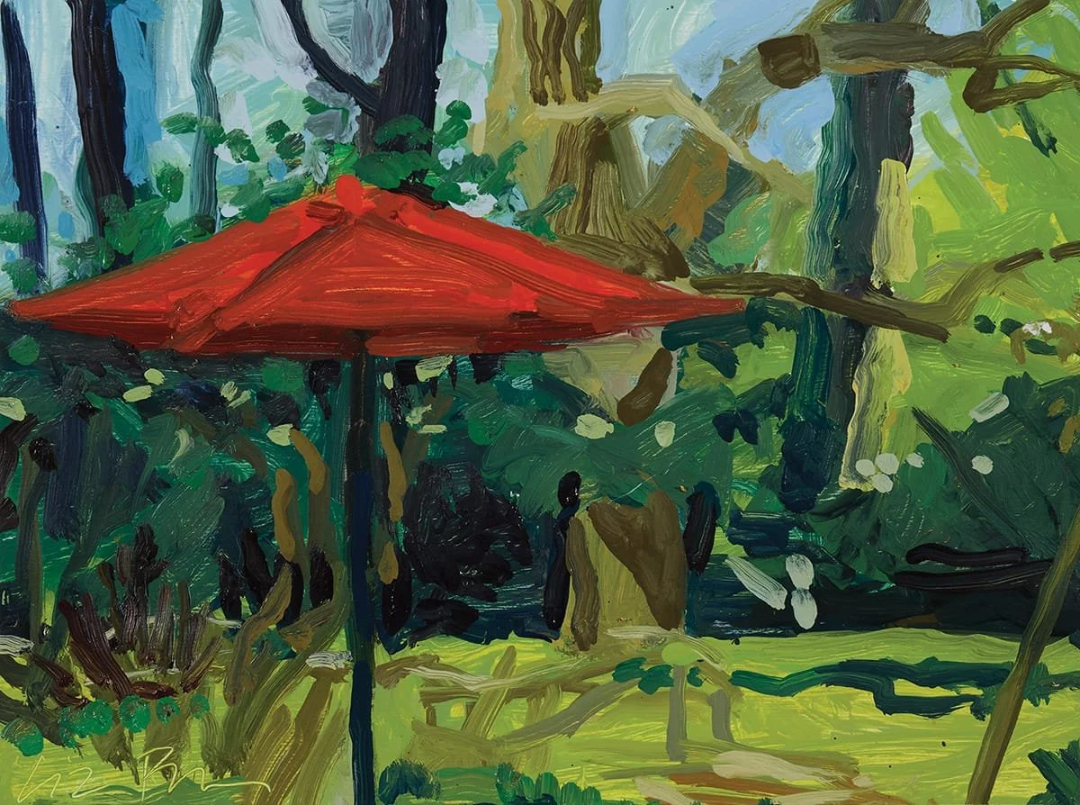   Red Umbrella  | 2025 | oil on paper| 11 x 15” 