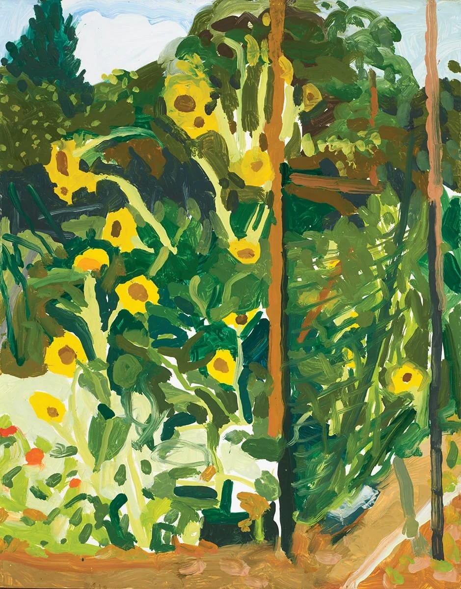   Sunflowers and the Fence  | 2023 | oil on panel | 14 x 11” 