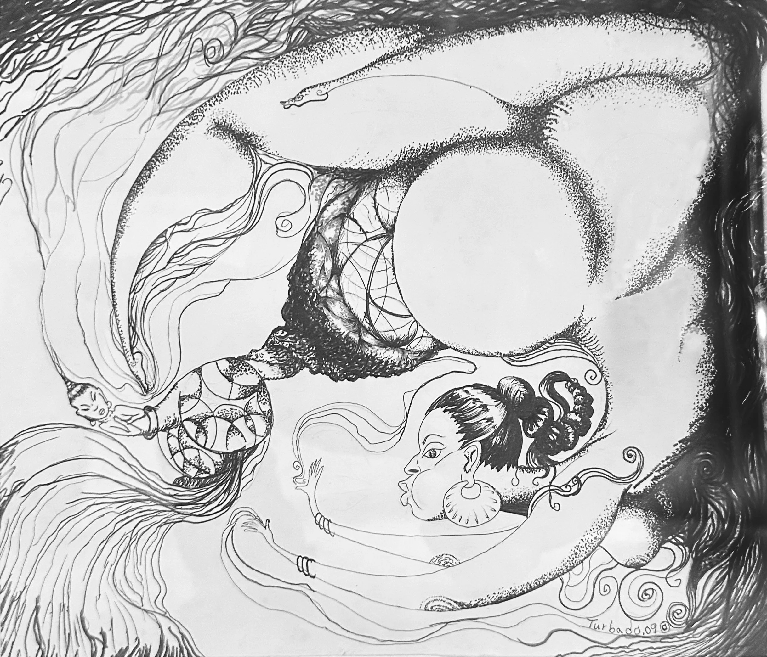 Essential Fluids II 19"x23" Pen & Ink Framed $800