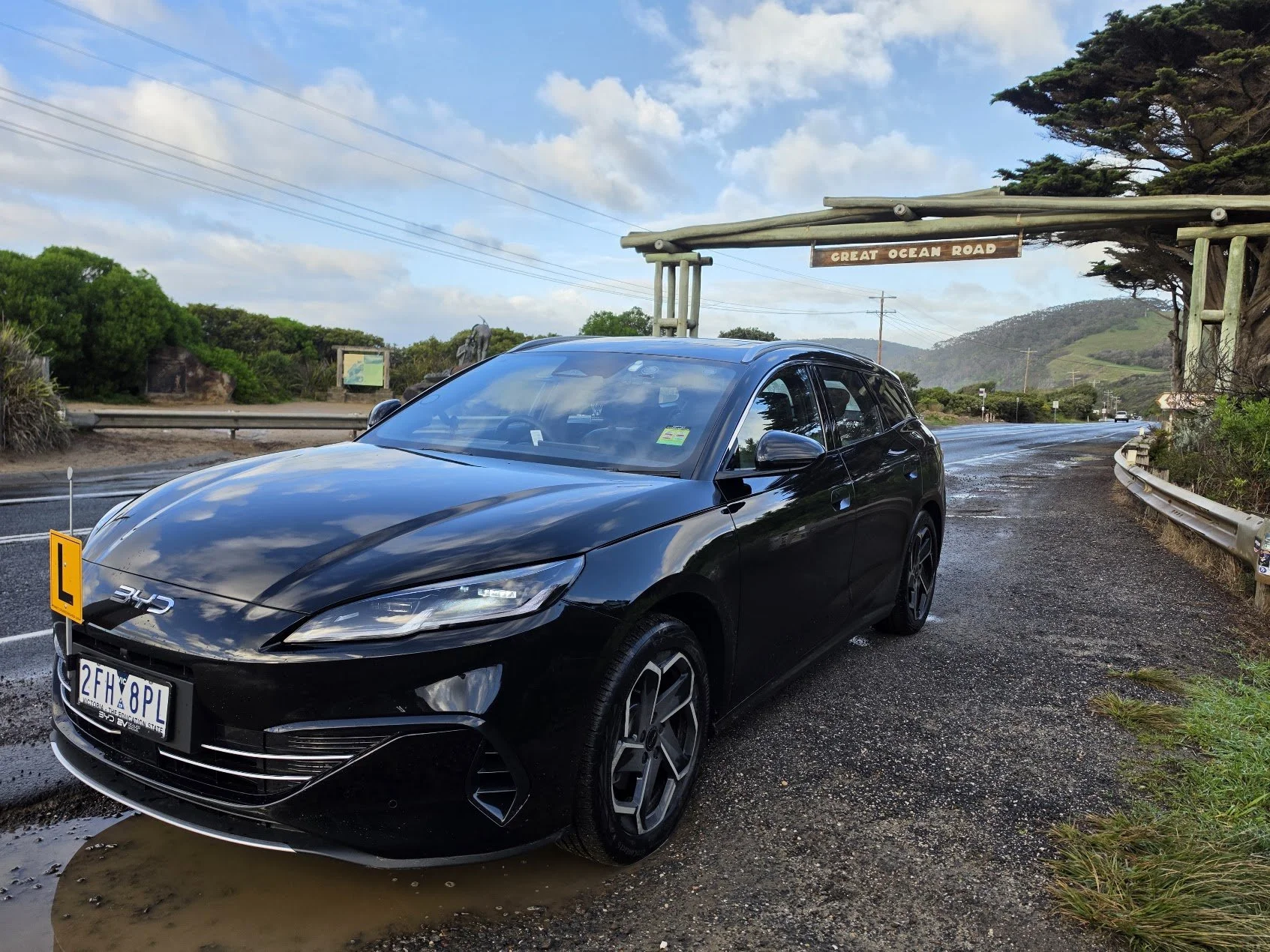 byd seal 6 touring under great ocean road arch