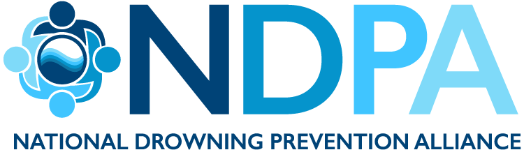 Logo of the National Drowning Prevention Alliance featuring stylized human figures around a water drop symbol.